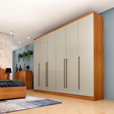 Imagem de Guarda Roupa Sevilla Casal 6 Portas 8 Gavetas Tcil Cor:cinamomo-off