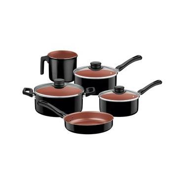 Imagem de Jogo de Panelas Tramontina Caribe 5 Peças Preto Antiaderente Starflon Max