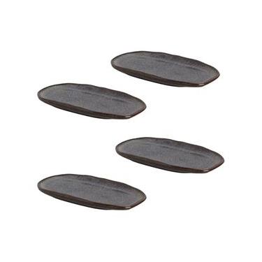 Imagem de Conjunto de Travessas Ovais Rasas Porto Brasil Orgânico Titanium 23x11cm - 4 Peças