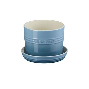 Imagem de Vaso para Ervas com Bandeja Cerâmica 14 cm Azul Charmbray Le Creuset