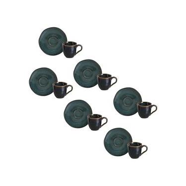 Imagem de Conjunto de Xícaras de Café com Pires Porto Brasil Orgânico Oceano 120ml - 6 Peças