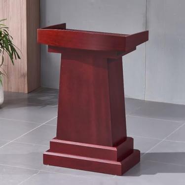 Imagem de Suporte de pódio para igreja, palestra de madeira para pódio, púlpito de igreja espaçoso com área de armazenamento de 2 camadas, palestra de sala de aula de igreja com defletor alto, feito de placa