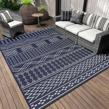 Imagem de HGTRH Tapete exterior terraço impermeável grande, tapetes de jardim exteriores, sustentáveis tecido tecido de veludo de vidro tapetes de ar com sola antiderrapante