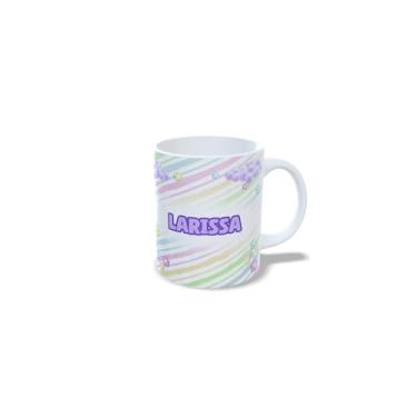 Imagem de caneca cerâmica 325 ml alfabeto princesas, todas as letras, nomes personalizados, Design Colorido com Flores (l)