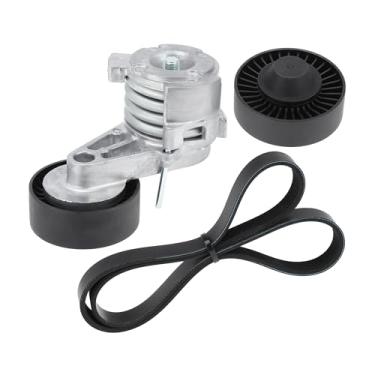 Imagem de REPAIROCK Kit tensor de correia serpentina para BMW X3 X5 Z4 128i 325i 325xi tensor de correia de transmissão com conjunto de polia intermediária para BMW 330i 330xi 525i 525xi 528i 528xi 11287628650