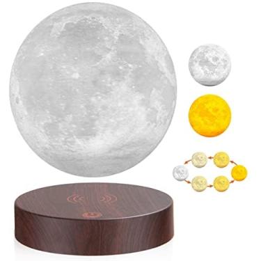 Imagem de VGAzer Lâmpada de lua levitante, modelos de 3 cores, lâmpada de lua flutuante, flutuando e girando no ar livremente, luz noturna da lua para presentes exclusivos, decoração de quarto, brinquedos