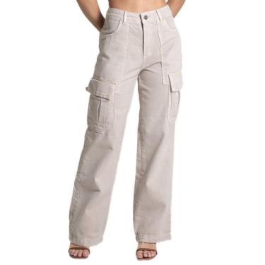 Imagem de Calça Sarja Sawary Wide Leg - 280297 -38, Bege, 38