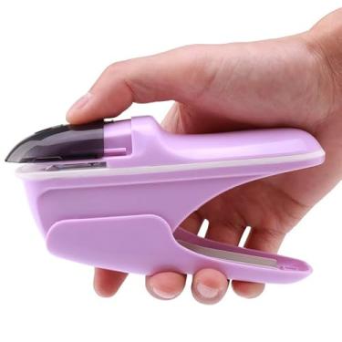 Imagem de Grampeador sem grampo, design econômico, operação segura (com) alça ergonômica, para escola de escritório em casa (roxo;)