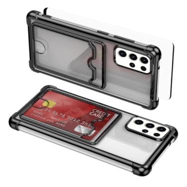 Imagem de Asuwish Capa de celular para Samsung Galaxy S23 Ultra 5G com protetor de tela de vidro temperado e suporte de cartão rígido à prova de choque acessórios S23Ultra 23S S 23 23Ultra 17.3 cm feminino