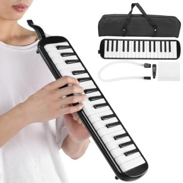 Imagem de Ejoyous Melódica de 32 Teclas Com Bolsa de Transporte, Instrumento Musical de Teclado de Piano de Ar Com Bocal Curto Maçarico Macio para Iniciantes, Educação Musical (Preta)