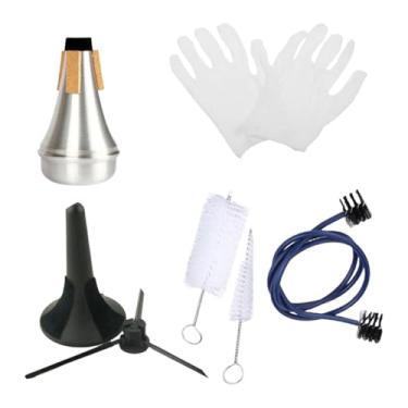 Imagem de Dynwave Kit de limpeza para trompete com surdina, leve, fácil de instalar, portátil, com suporte dobrável e luvas para músicos e amantes da música jazz.