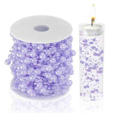 Imagem de Cordão de pérolas artificiais de 32,8 metros para vela flutuante, 8 + 3 mm, contas de pérolas falsas, guirlanda de festa, decoração para vasos de casamento, decoração de festa de Natal (Roxo)