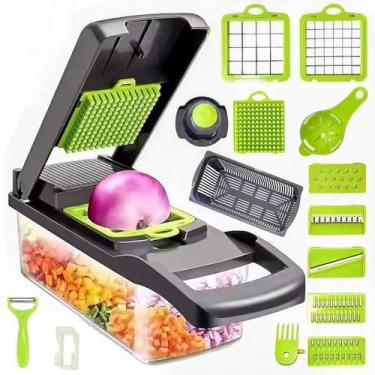 Imagem de Multiuso Profissional Cozinha Slicer Aço Inox 16 em 1 Fatiador Cortador Ralador De Legumes Verduras Frutas Alimentos(1)