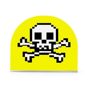 Imagem de Qilmy Pixel Art Porta-guardanapos de acrílico de crânio, suporte de guardanapo de coquetel de plástico transparente para mesas de restaurante de cozinha, 2 peças