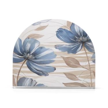 Imagem de Qilmy Porta-guardanapos de acrílico com flores, porta-guardanapos de coquetel de plástico transparente para mesas de restaurante de cozinha, 1 peça