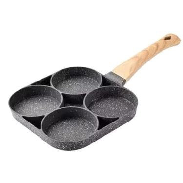 Imagem de Frigideira Multifuncional Antiaderente 4 em 1 com Cabo de Madeira, Revestimento Granito Preto