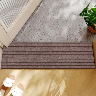 Imagem de Insun Tapete de banheiro longo antiderrapante lavável corredor de banho fino absorvente tapetes de piso de secagem rápida marrom 30,5 cm x 81,3 cm