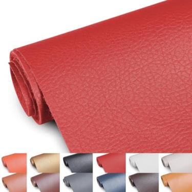 Imagem de Tecido de couro sintético, tecido de estofamento de 139,7 cm de largura por The Yard Marine Vinyl Fabric Outdoor PU Leather Waterproof Sheets Fabric for Crafts Sewings Sofa Wallets Handbag Earrings