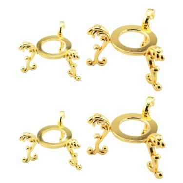 Imagem de Pro Bamboo Kitchen Bandeja de exibição de pedras preciosas com suporte de bola de cristal triangular de ouro, 4 peças, 2 grandes, 2 pequenas, para exibições de rocha natural e prisma