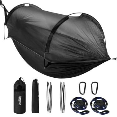 Imagem de Lulladle Rede ultraleve para acampamento para 2 pessoas, rede tipo casa, portátil, para viagem, 272 kg, nylon, paraquedas, fácil configuração e pacote para mochilão, caminhada, quintal