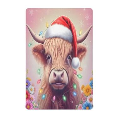 Imagem de JUZIHAI Lençol de berço com chapéu de vaca de Natal para meninos e meninas, macio, respirável, elástico, 99 x 68 cm, lençol aconchegante para berço padrão e cama de criança pequena