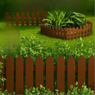Imagem de Cerca Para Jardim Kit Cercado Decorativa Jardim Plástico(MARROM)