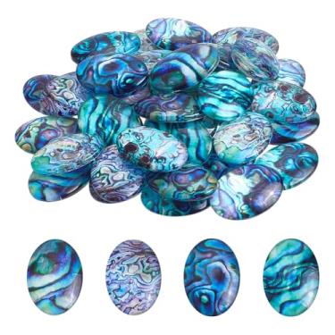Imagem de PH PandaHall 50 peças cabochão de vidro concha oval flatback cabochão oceano litoral concha cabochão para brincos colar fabricação de joias, 25x18mm