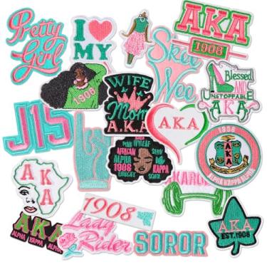 Imagem de 20 peças Alpha Kappaa Alpha Sorority Iron on Patches AKA Sorority bordados AKA aplique de costura remendos de reparo de boné de caminhoneiro presentes para mulheres, chapéus, roupas, jaquetas, bolsas
