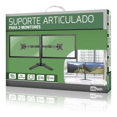Imagem de Suporte Duplo Monitor E Tv Mesa Articulado 2 Monitores Completo Luxo
