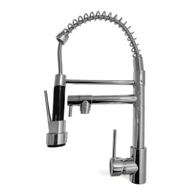 Imagem de Torneira Gourmet para Cozinha Rotação 360° em Aço Inox Cromado, Bica Alta Ideal para Pia de Granito e Aço Conexão 1/2"