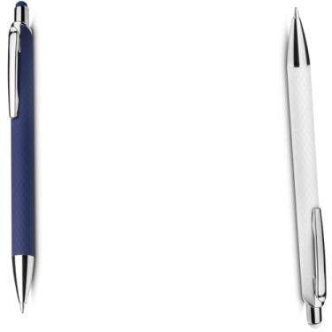 Imagem de Caneta Esferográfica Retrátil com Grip, Escrita Azul, Plástico, Kit com 1 e 2 Unidades (Branco e Preto 2)