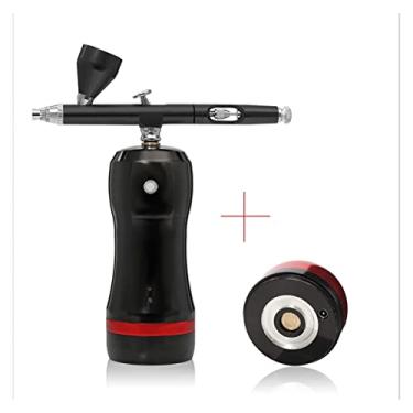 Imagem de Airbrush Compressor Kit Pintura de Pintura DIY DIY alta pressão Substitua bateria mini pneumático pincel de ar para compensar a arte do carro do bolo da unha(Part B black)