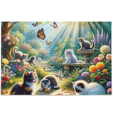 Imagem de Quebra-cabeça de 1000 peças com estampa de animais fofos de gatos personalizados para adultos, arte privilegiada, presentes de elefantes brancos, 75 x 50 cm