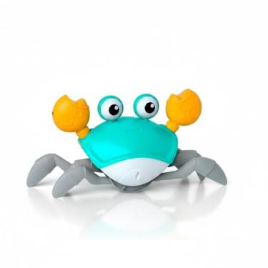 Imagem de CARANGUEJO FUJÃO SENSORIAL BRINQUEDO BEBÊ INFANTIL MUSICAL INTERATIVO LUZ E SOM COR VERDE ÁGUA