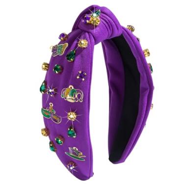 Imagem de Danumei Faixa de cabeça de carnaval feminina para carnaval Fat Tuesday New Orleans acessórios de festa de baile de máscaras (roxo 3)