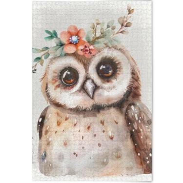 Imagem de 1000 quebra-cabeças personalizados de coruja fofa para adultos, presentes tecnológicos, paisagem, cenário, decoração de arte animal, 75 x 50 cm
