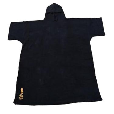 Imagem de UP SURF Poncho de surf Trocador de Roupa de Mergulho Poncho com Capuz para Natação, Esportes de Praia 320GSM Tecido Terry 100% Algodão Tamanho Grande Adulto (Preto)