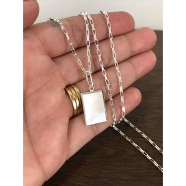 Imagem de Corrente Bloco C/ Placa 70 Cm Prata Legítima 925 - Lojas La&Amp;Ny, 70