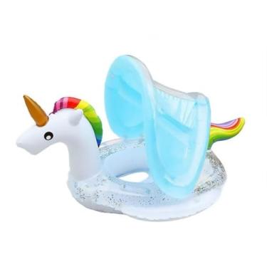 Imagem de Bóia Para Bote Inflável com Cobertura Guardasol e Assento Ideal para Piscina e Praia(Unicórnio)