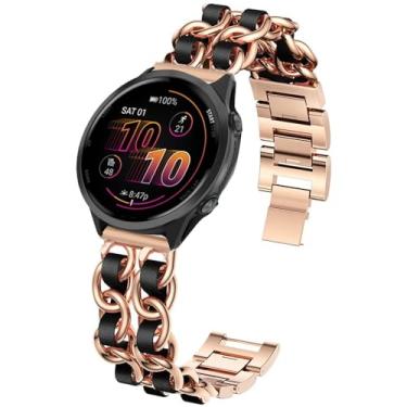 Imagem de Pulseira de metal compatível com Garmin Forerunner 570, corrente de metal de 20 mm e 22 mm de liberação rápida compatível com Garmin Forerunner 570 de 42 mm, 47 mm, Forerunner 55, 165, 245, 255, 265
