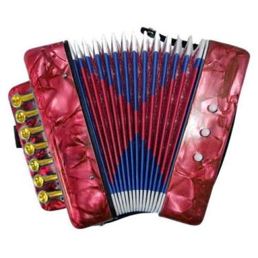 Imagem de Mini Acordeon Sanfona Infantil 3 Baixos 7 Notas Musicais Vermelho - Gi