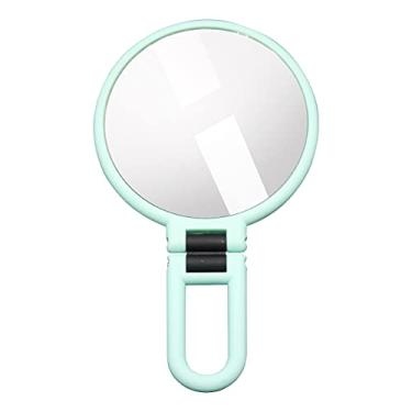 Imagem de Espelho de Mão com Aumento Dupla Face Portátil para Viagem Dobrável e Convertível Rotação 360 Maquiagem Pedestal Multifuncional