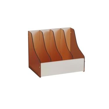 Imagem de Escritório Suporte de acrílico para arquivos revistas, 4 compartimentos, suporte para arquivamento documentos em papel Organizador de mesa(Branco)