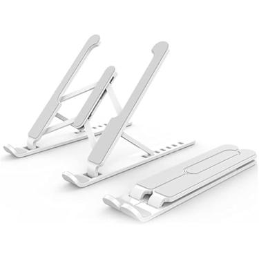 Imagem de Suporte para Notebook ou Tablet Ajustável, Base Ergonômica para Mesa, Dobrável, Home Office BRANCO
