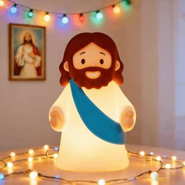 Imagem de magical JD Little Jesus Luz Noturna Mini Jesus Lâmpada de Silicone Regulável Berçário Luz Noturna para Crianças Recarregável Lâmpada de Toque de Cabeceira Perfeita para Presentes de Natal, Páscoa e