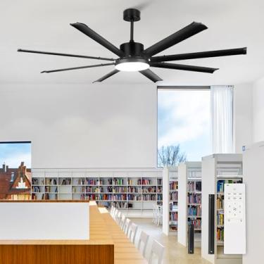 Imagem de BvenuBigLite Ventilador de teto de 72 polegadas: Luz de teto grande com ventilador preto com controle remoto - 8 lâminas de alumínio luz de ventilador moderna para pátio coberto ao ar livre garagem