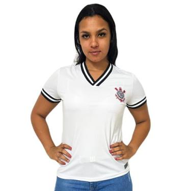 Imagem de Camisa Corinthians Baby Look Duo Lines Branca - Feminina - Coimbra, M