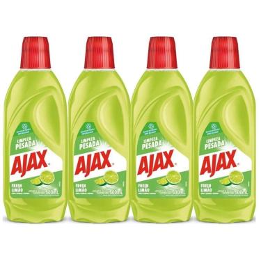 Imagem de Kit 4 Limpador Ajax Fresh Limão Limpeza Pesada 500ml