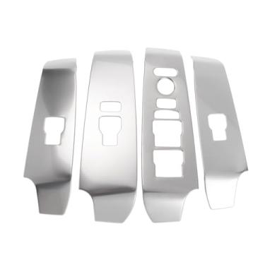 Imagem de TUCKBOLD Tampa de acabamento de painel de interruptor de elevação de janela para Honda Civic 11ª geração botão de controle de janela de porta de carro acessórios interiores fosco prateado