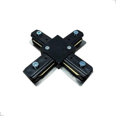 Imagem de Conector Emenda X Para Trilho 2 Fios Eletrificado Preto